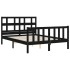 Estructura de cama con cabecero madera maciza negro 140x200