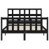 Estructura de cama con cabecero madera maciza negro 140x200