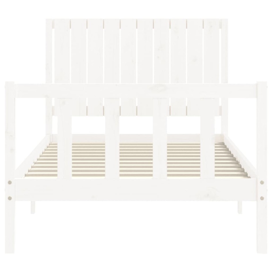 Estructura de cama con cabecero madera maciza blanco 100x200