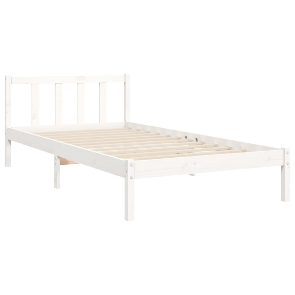 Estructura de cama con cabecero madera maciza blanco 100x200