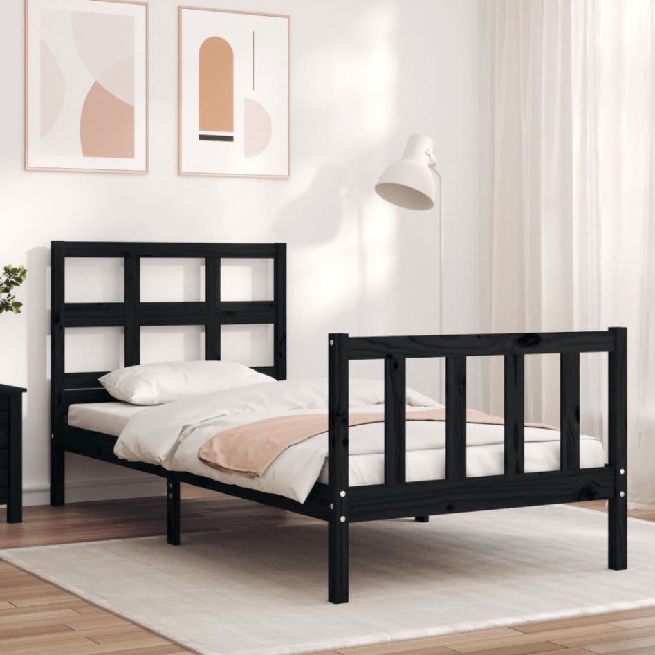Estructura de cama con cabecero madera maciza