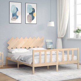 Estructura de cama con cabecero madera maciza 160x200