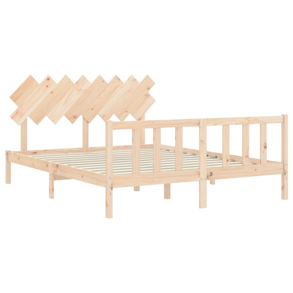 Estructura de cama con cabecero madera maciza 160x200