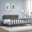 Estructura de cama con cabecero madera maciza gris 200x200 cm
