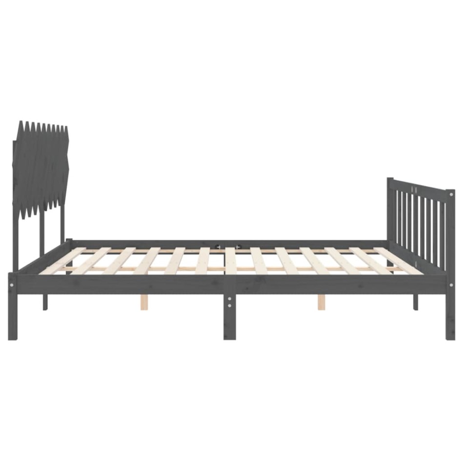 Estructura de cama con cabecero madera maciza gris 200x200
