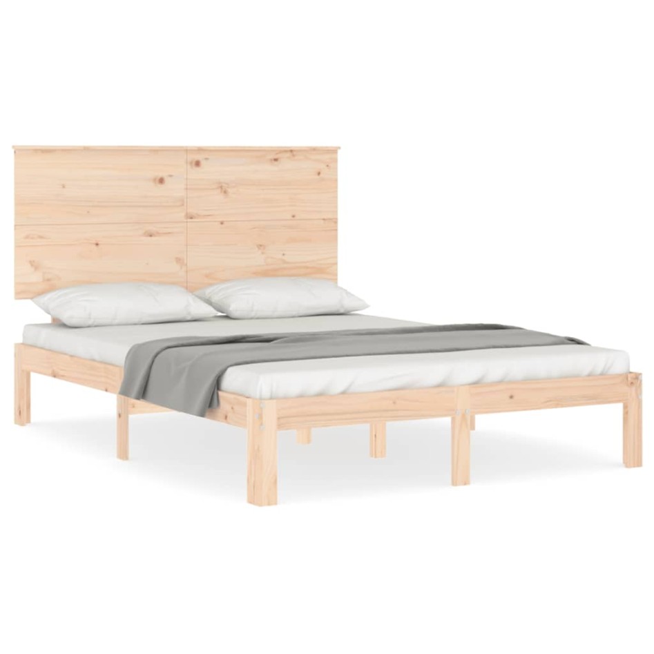 Estructura de cama con cabecero madera maciza 120x200