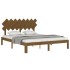 Estructura de cama con cabecero madera marrón miel 160x200