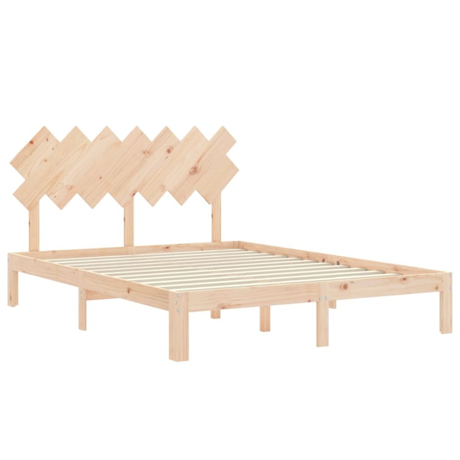 Estructura de cama con cabecero madera maciza 140x200