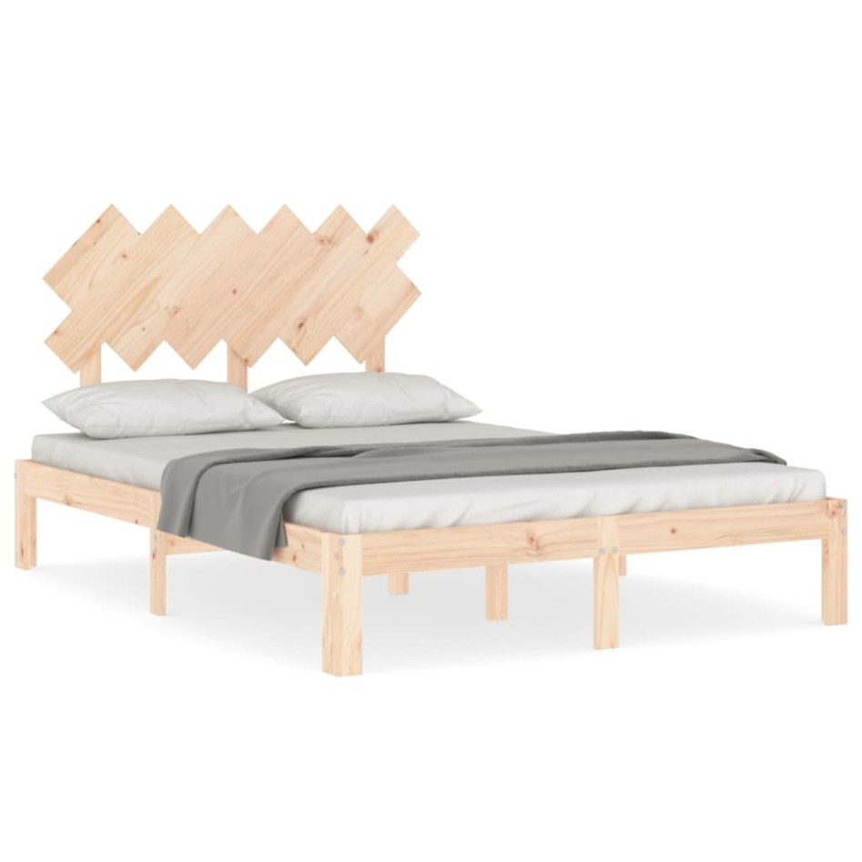 Estructura de cama de matrimonio con cabecero madera