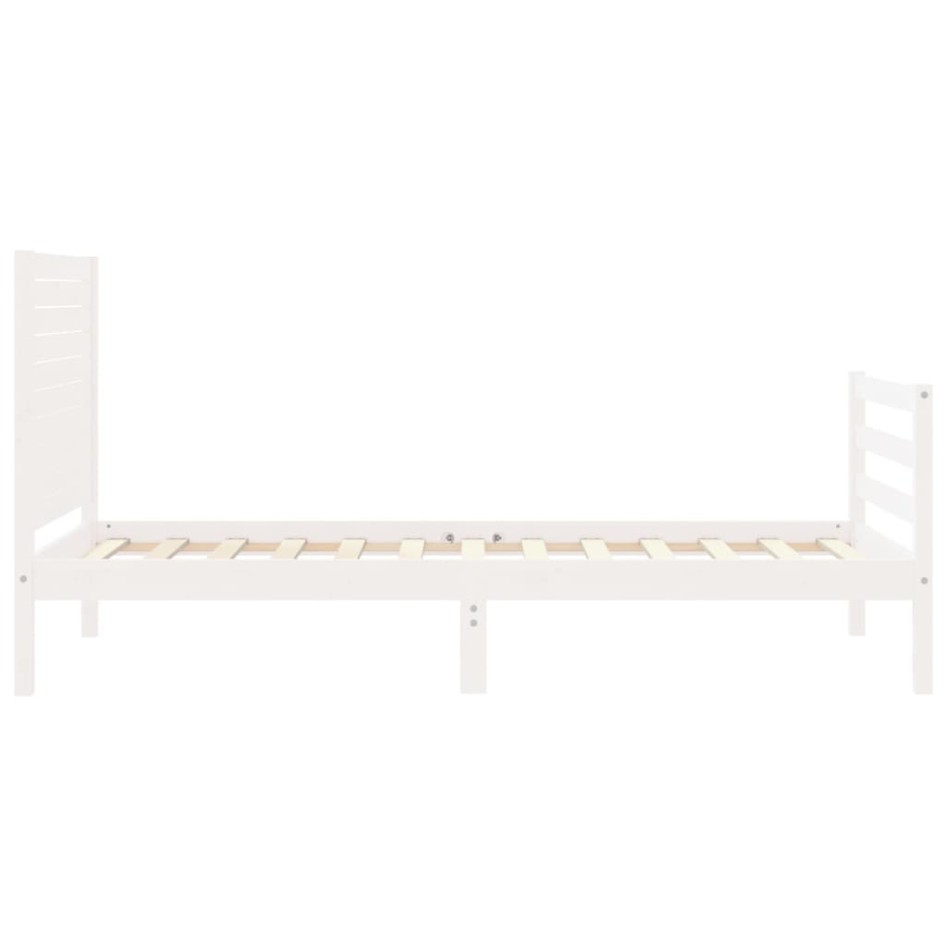 Estructura de cama con cabecero madera maciza blanco 100x200