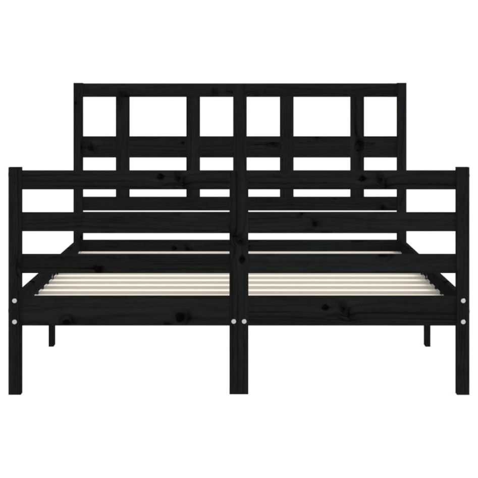 Estructura de cama con cabecero madera maciza negro 120x200