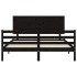 Estructura de cama con cabecero madera maciza negro 160x200