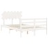 Estructura de cama con cabecero madera maciza blanco 120x200