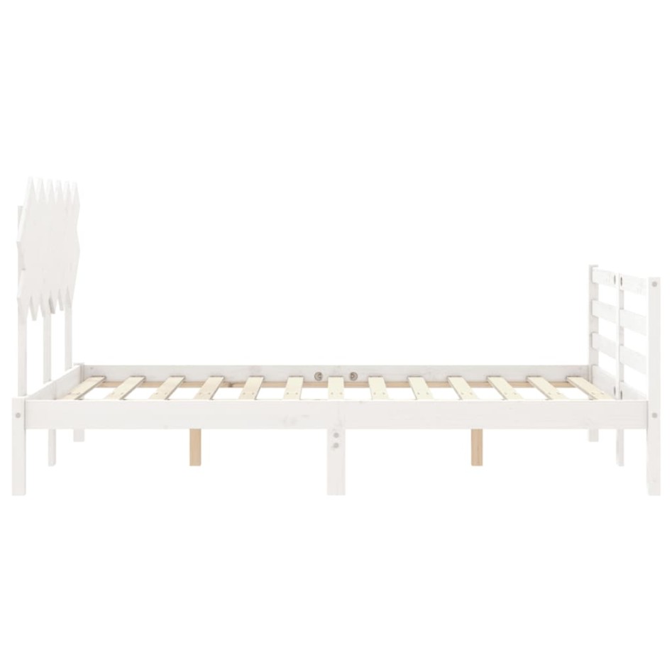 Estructura de cama con cabecero madera maciza blanco 120x200