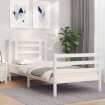 Estructura de cama con cabecero madera maciza blanco
