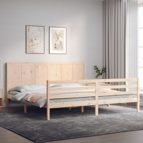 Estructura de cama de matrimonio con cabecero madera