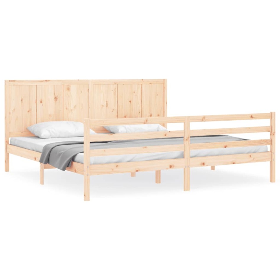 Estructura de cama de matrimonio con cabecero madera