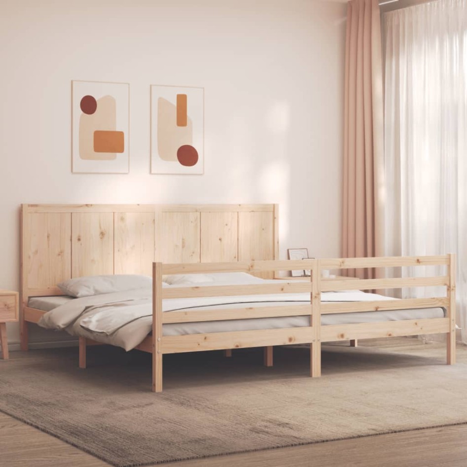 Estructura de cama de matrimonio con cabecero madera