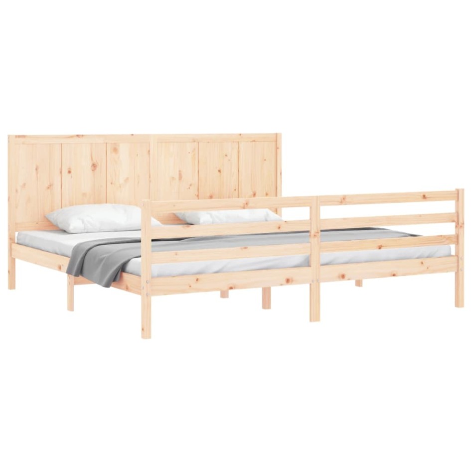 Estructura de cama de matrimonio con cabecero madera