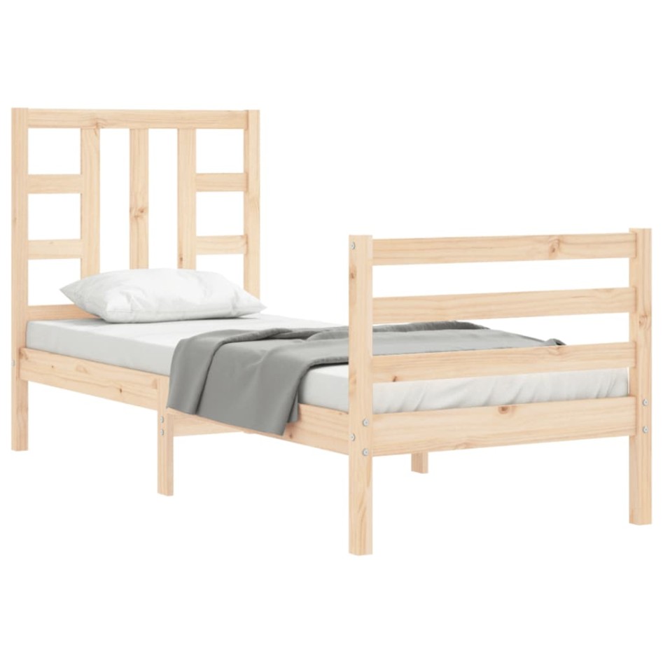 Estructura de cama individual con cabecero madera