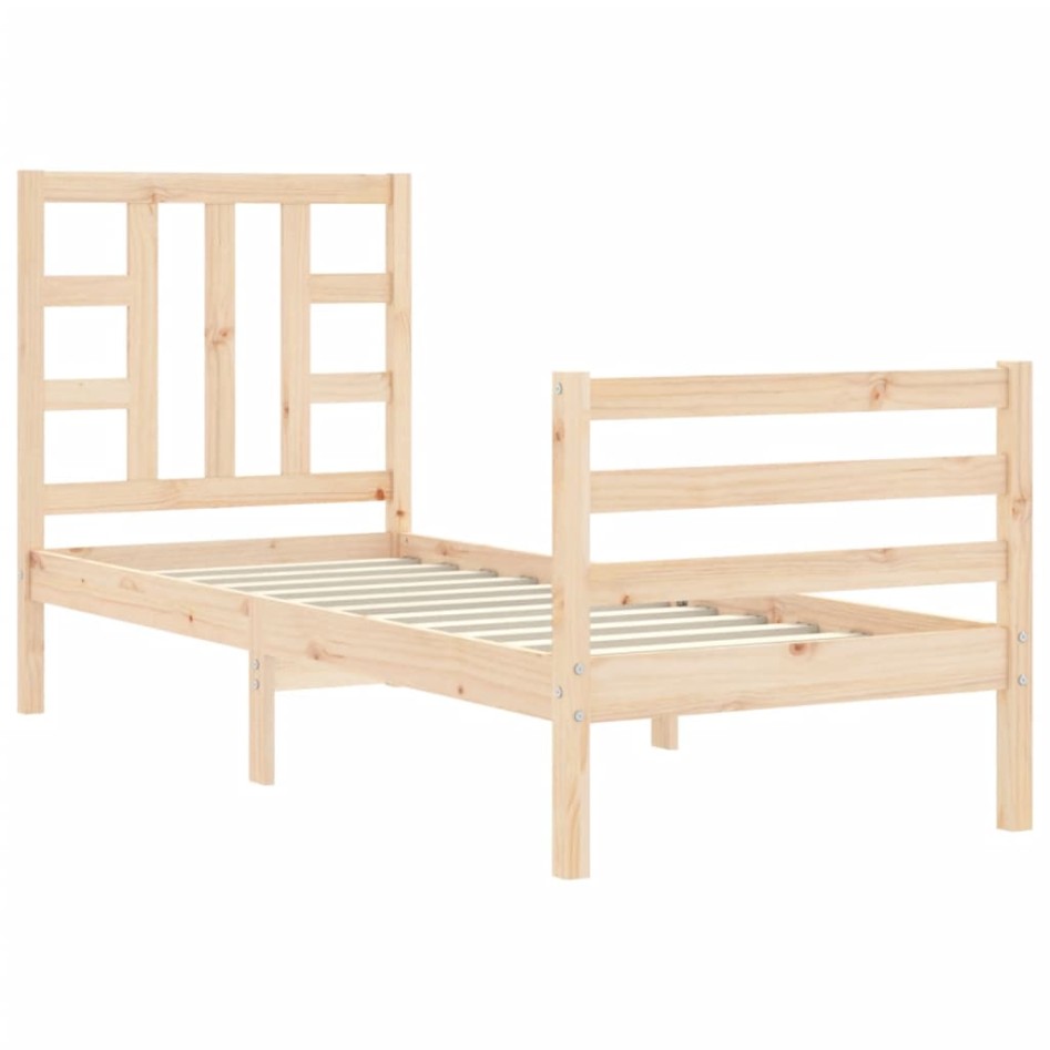 Estructura de cama individual con cabecero madera