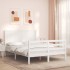 Estructura de cama con cabecero madera maciza blanco 140x190
