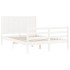 Estructura de cama con cabecero madera maciza blanco 140x190