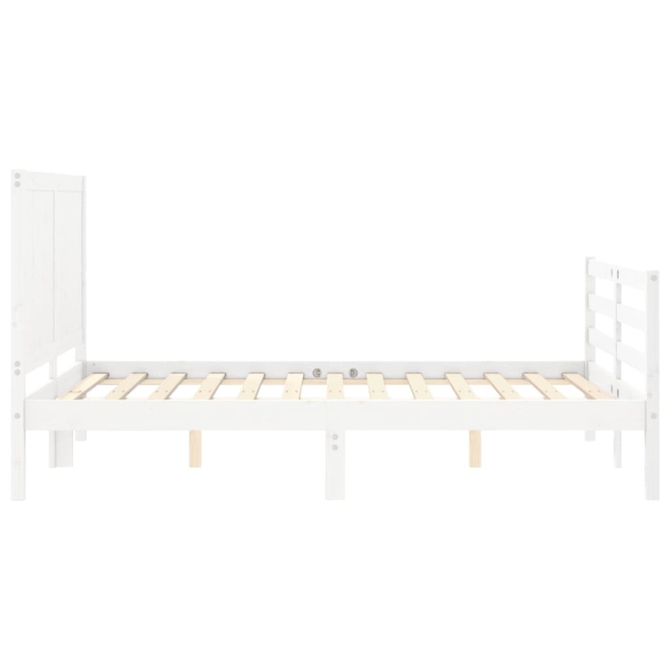 Estructura de cama con cabecero madera maciza blanco 140x190