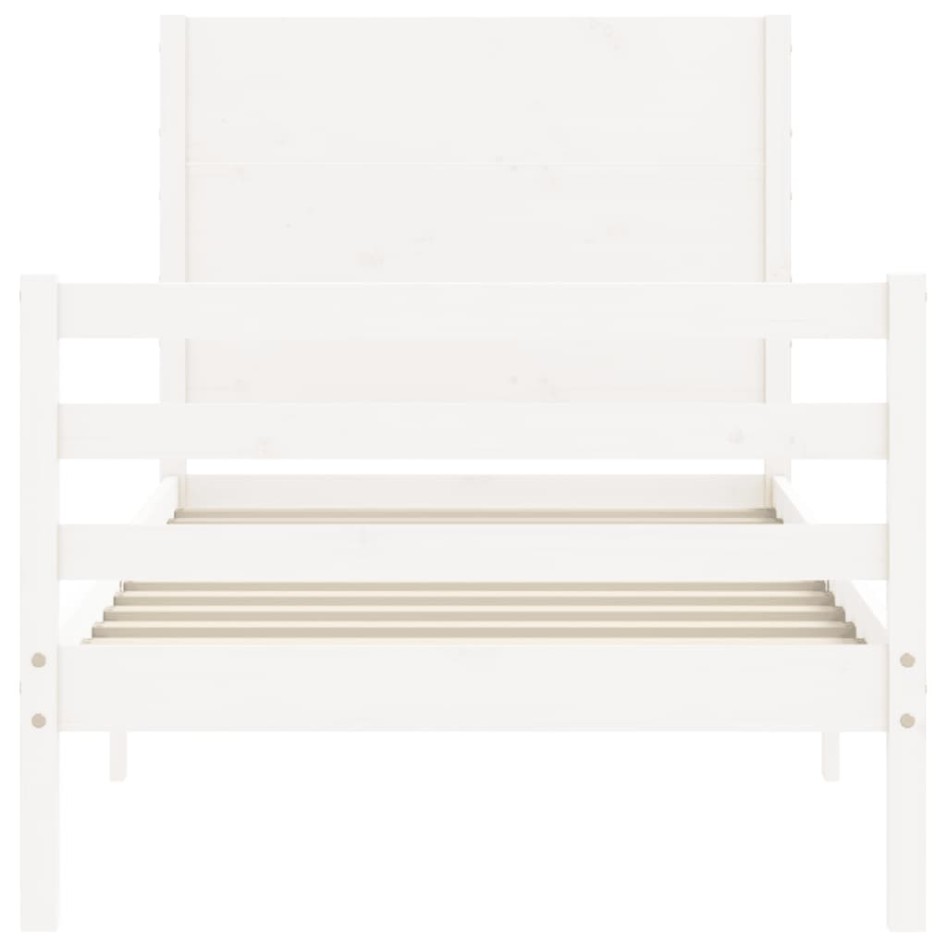 Estructura de cama con cabecero madera maciza blanco 100x200