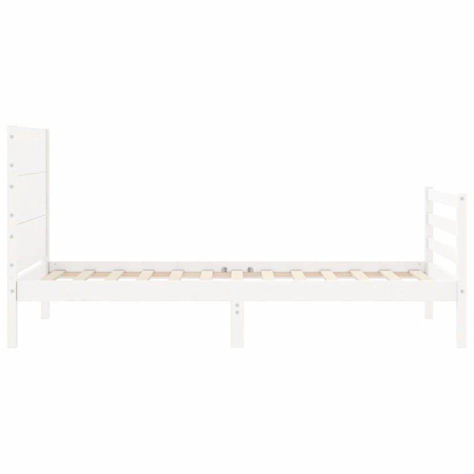 Estructura de cama con cabecero madera maciza blanco 100x200