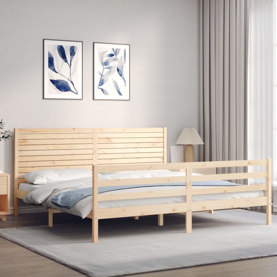 Estructura de cama de matrimonio con cabecero madera