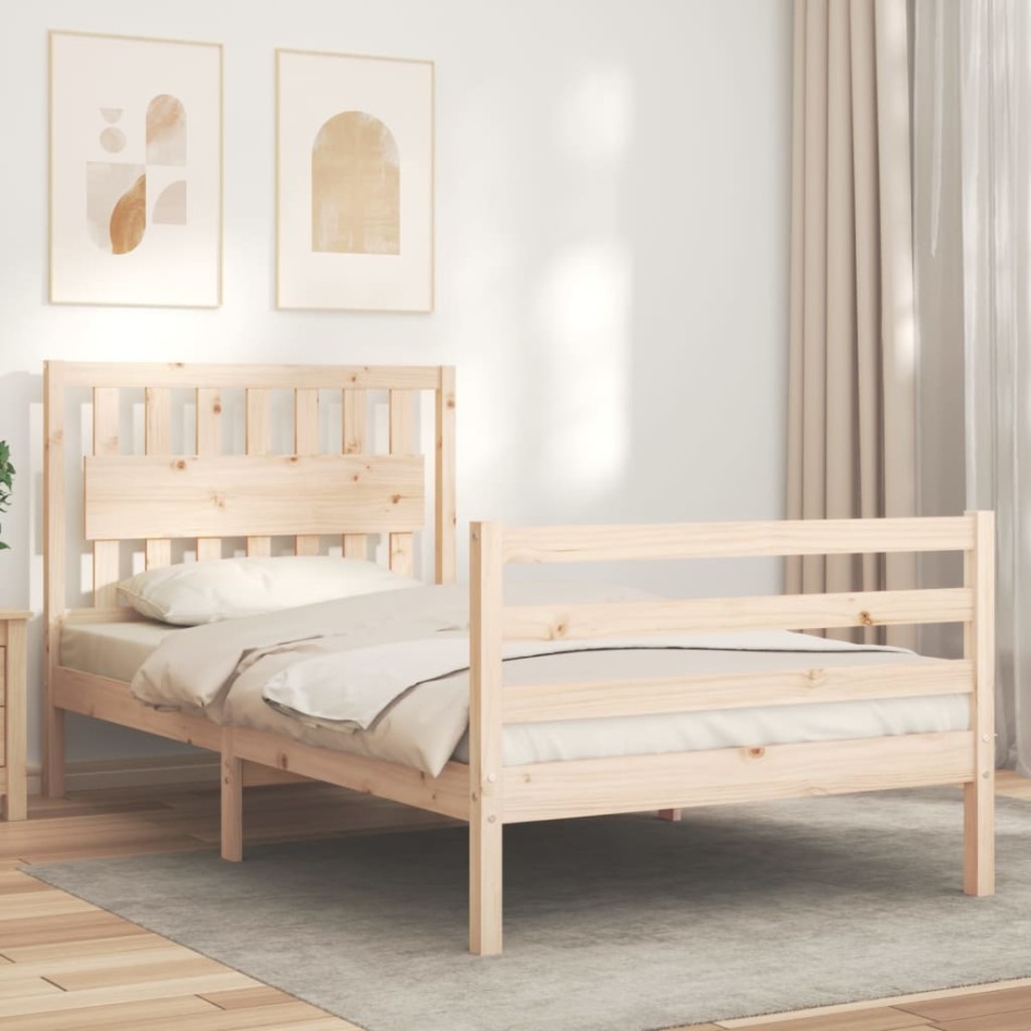Estructura de cama con cabecero madera maciza 100x200