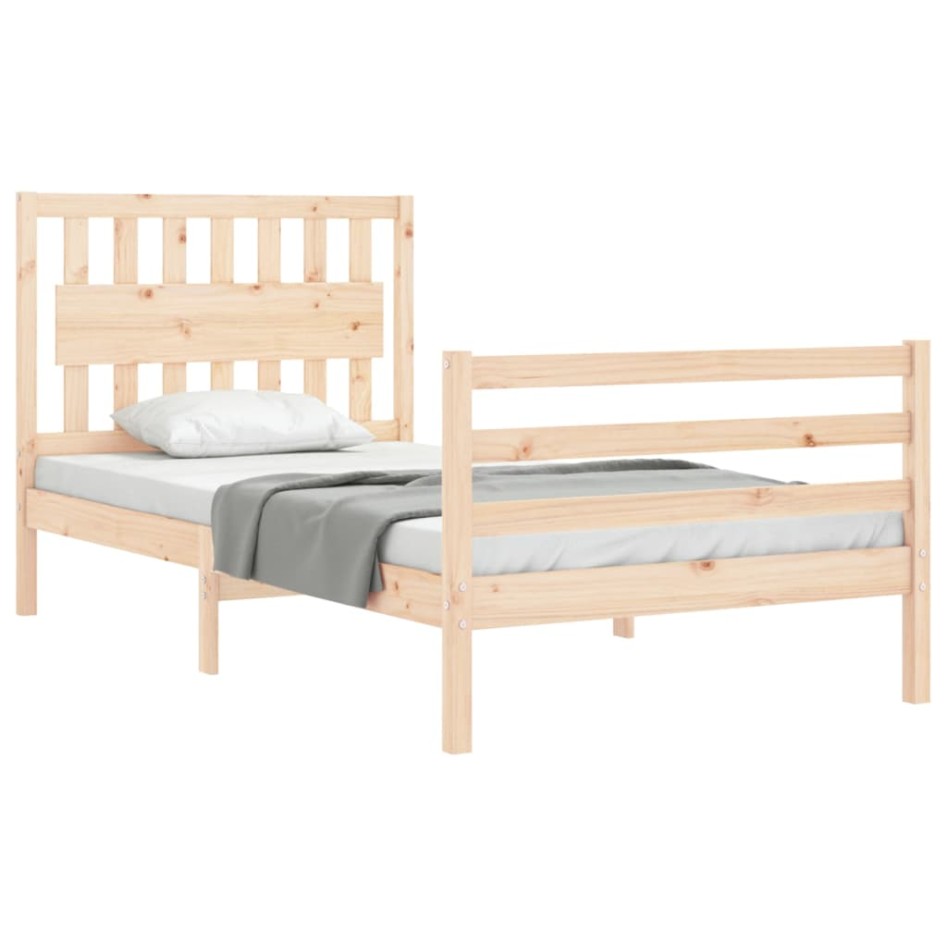 Estructura de cama con cabecero madera maciza 100x200