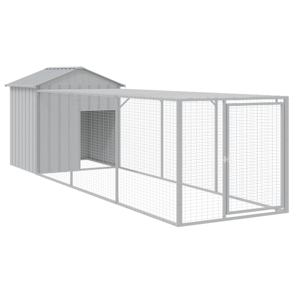 Gallinero con corral acero galvanizado gris claro