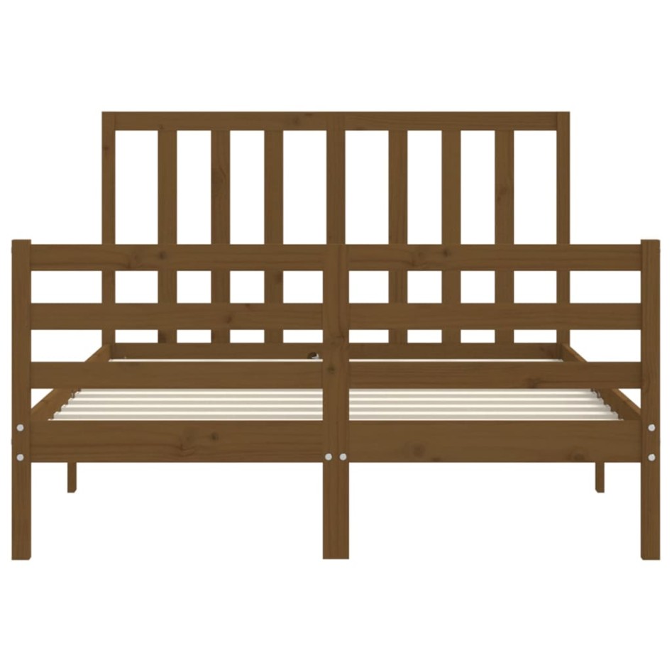 Estructura de cama matrimonio con cabecero madera marrón