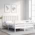 Estructura de cama con cabecero madera maciza blanco 140x190