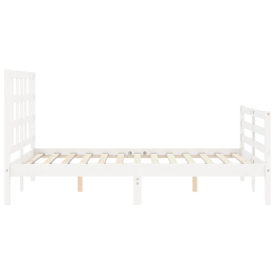 Estructura de cama con cabecero madera maciza blanco 140x190