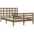Estructura de cama matrimonio con cabecero madera marrón