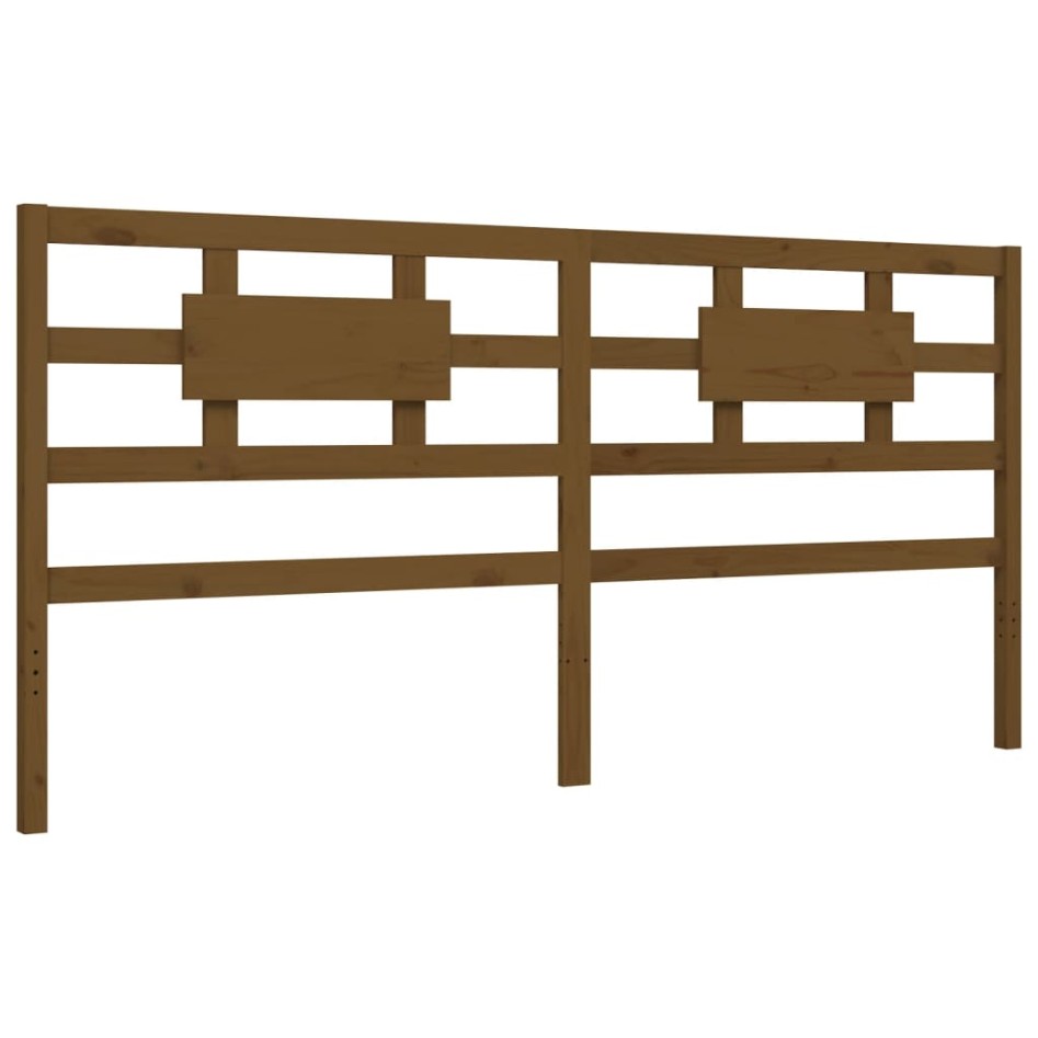 Estructura cama y cabecero madera maciza marrón miel 200x200