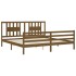 Estructura cama y cabecero madera maciza marrón miel 200x200