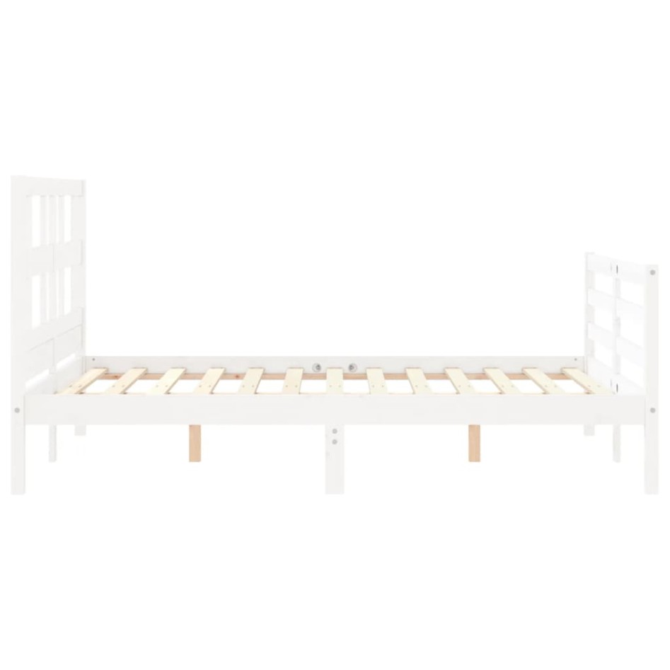 Estructura de cama con cabecero madera maciza blanco 140x200