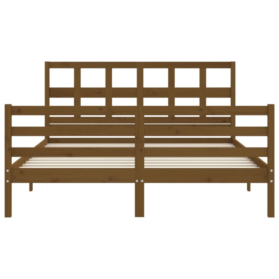 Estructura de cama matrimonio con cabecero madera marrón