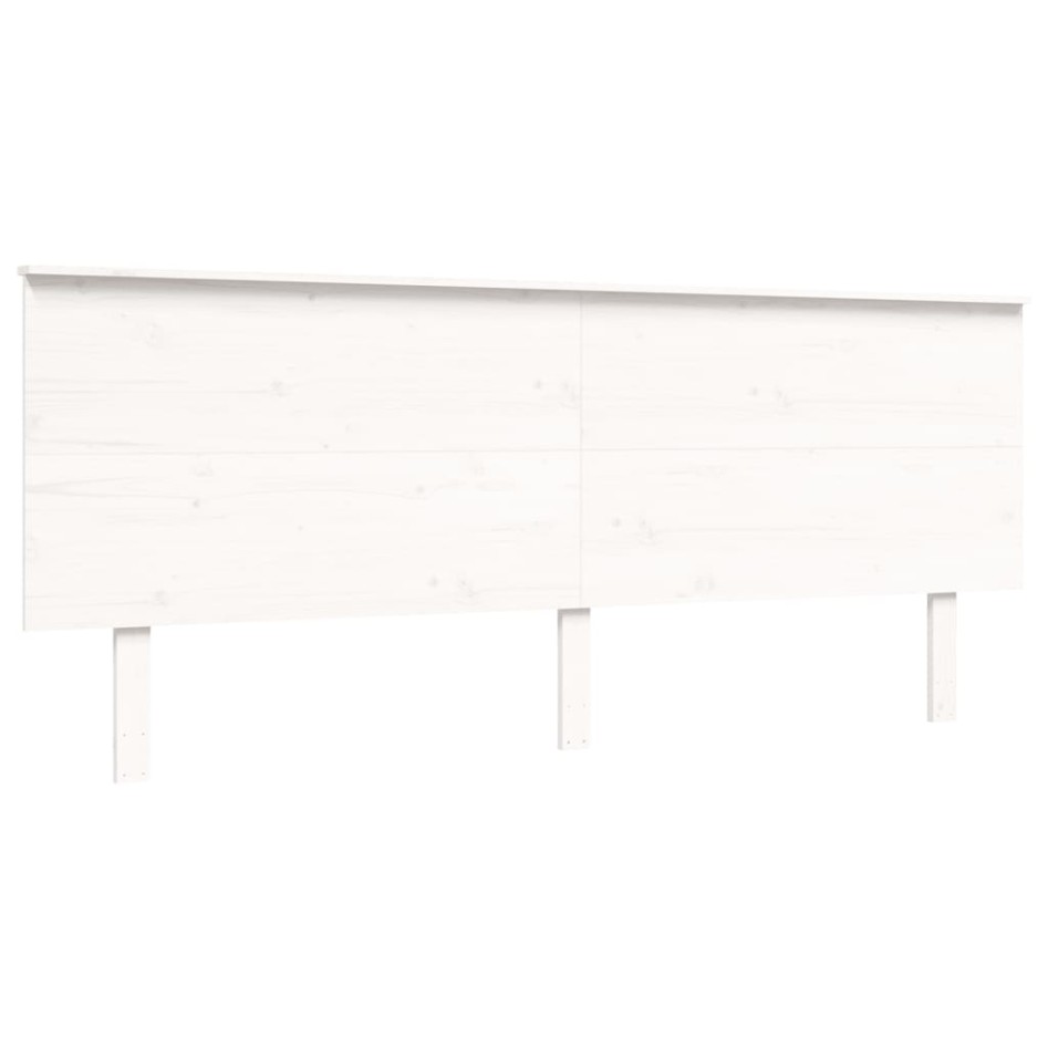 Estructura de cama con cabecero madera maciza blanco 200x200