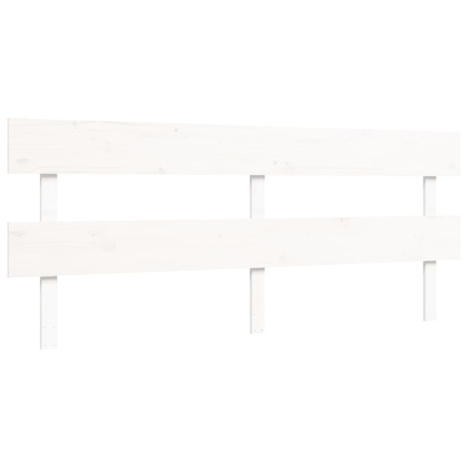 Estructura de cama con cabecero madera maciza blanco 200x200