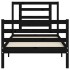 Estructura de cama con cabecero madera maciza negro 90x200