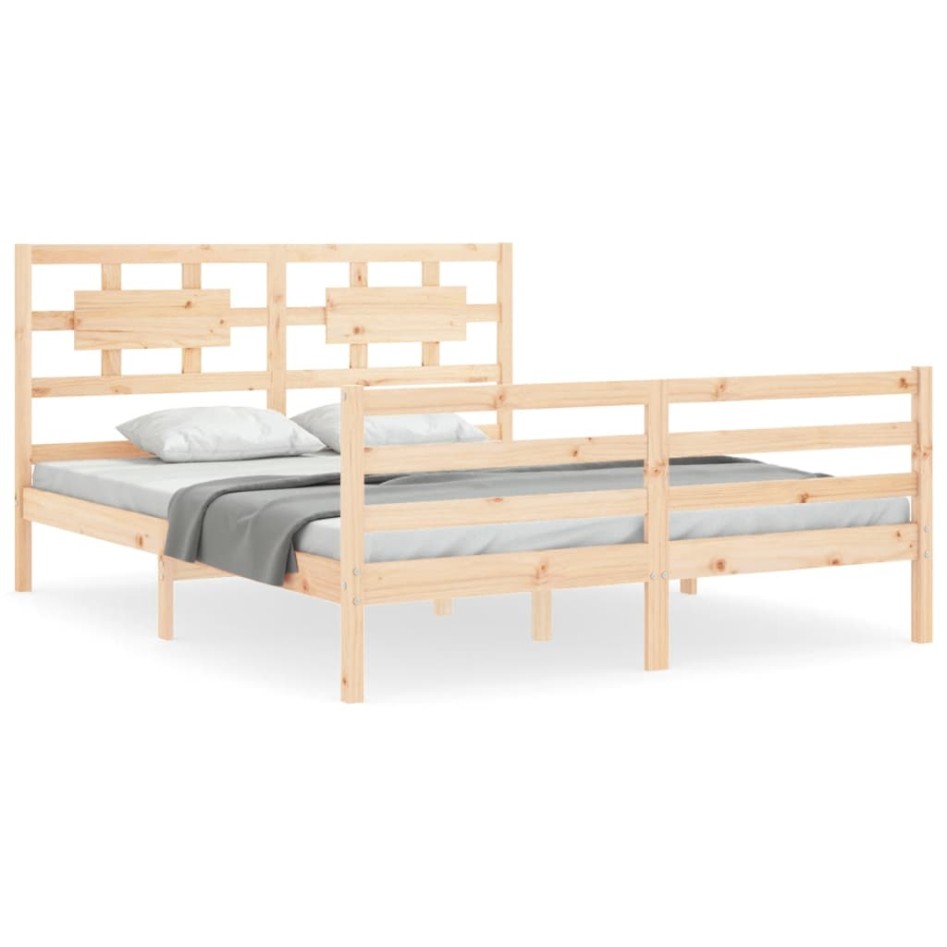 Estructura de cama con cabecero madera maciza 160x200