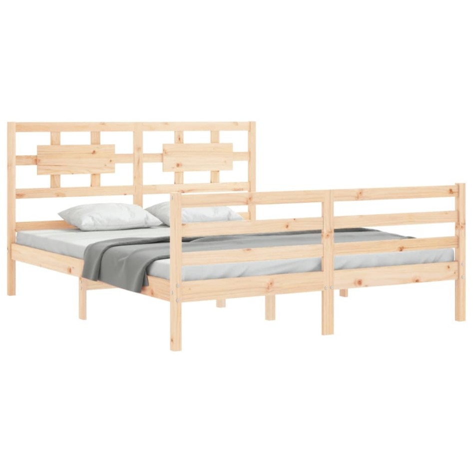 Estructura de cama con cabecero madera maciza 160x200