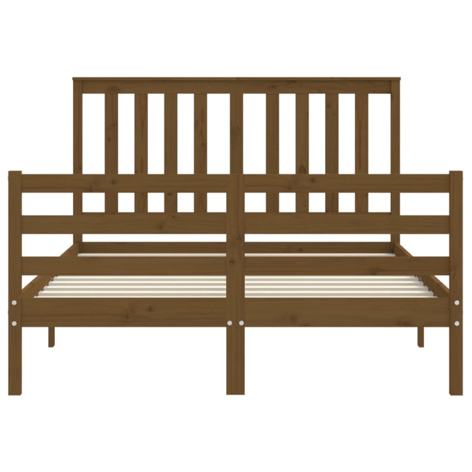 Estructura de cama matrimonio con cabecero madera marrón