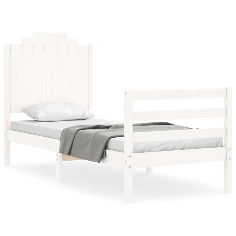 Estructura de cama individual con cabecero madera maciza