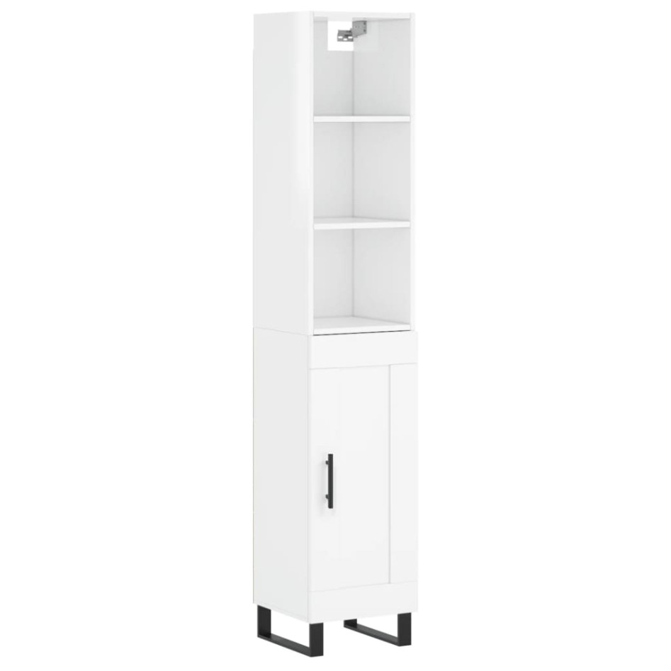 Aparador alto madera contrachapada blanco brillo 34,5x34x180